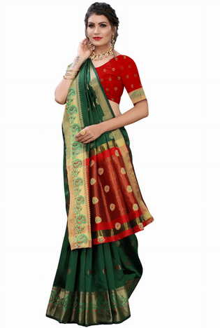 MGC Silk Green colour saree with blouse piece SP682