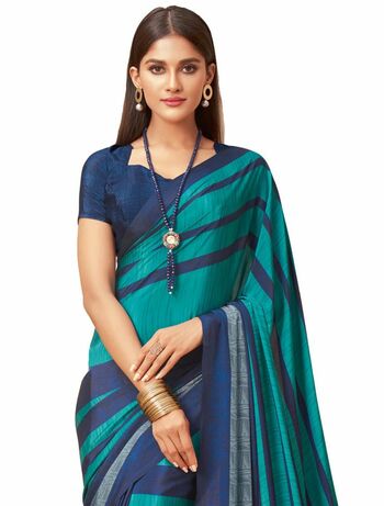 MGC Crepe Navy Green colour saree with blouse piece SP998