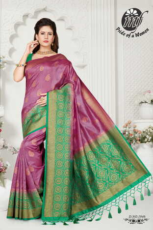 MGC Violet And Green  Color Art Silk  Saree With Blouse Sp198