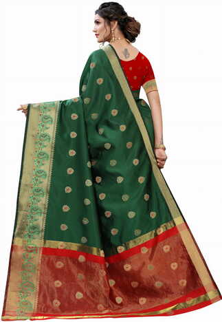 MGC Silk Green colour saree with blouse piece SP682