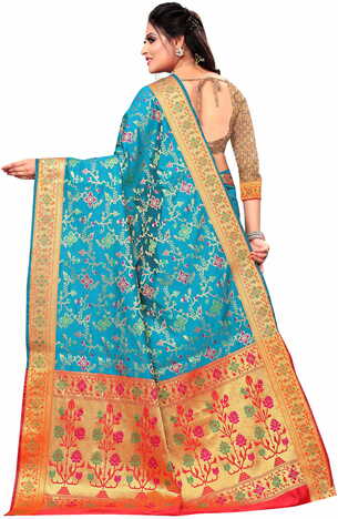 MGC Silk Firozi Color Saree SP95