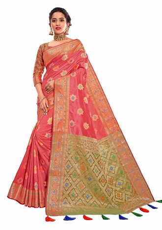 MGC Designer Silk  Gajri Colour Saree With Blouse Piece Sp462