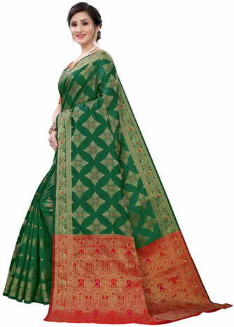 MGC Silk Green colour saree with blouse piece SP628