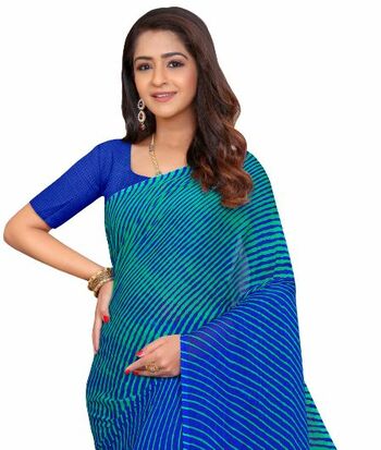 MGC Chiffon Blue colour saree with blouse piece SP747