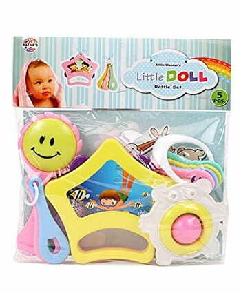 MGC Ratna's Little Doll Rattle Set 5 pcs for Infants. Sweet Musical Sounds from rattles Makes Baby Happy.