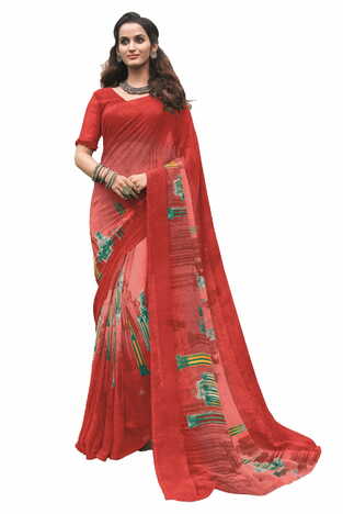 MGC Georgette Multi Colour saree with blouse Piece  SP202