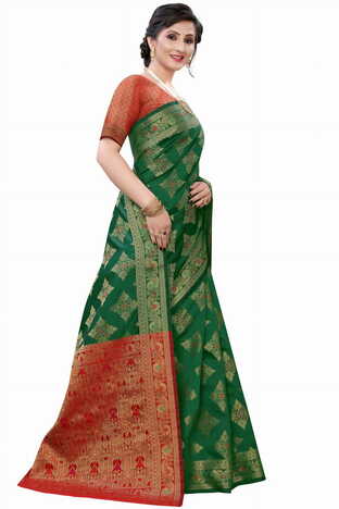 MGC Silk Green colour saree with blouse piece SP628