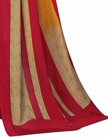 MGC Crepe Yellow Red colour saree with blouse piece SP999