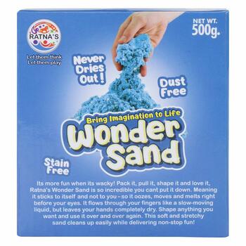 MGC Ratna's Wonder Sand 500 Grams for Play. Smooth Sand for Kids (Blue 500 Grams), ONE Big Mould Inside (Without Tray)