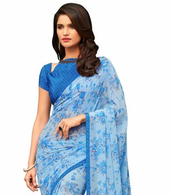 MGC Georgette Blue colour saree with blouse piece SP897