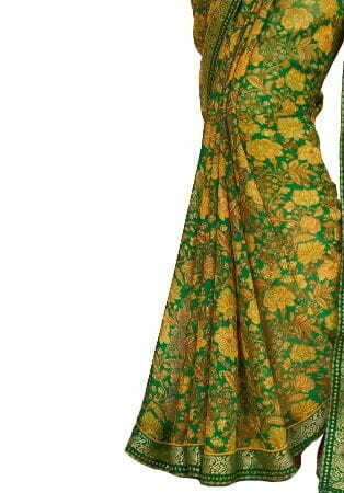 MGC Chiffon Green colour saree with blouse piece SP939