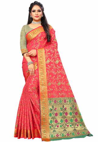 MGC Silk Pink Color Saree SP91