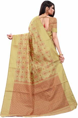 MGC  Silk Jacquard Off White colour saree with blouse piece SP631