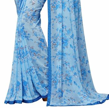 MGC Georgette Blue colour saree with blouse piece SP897