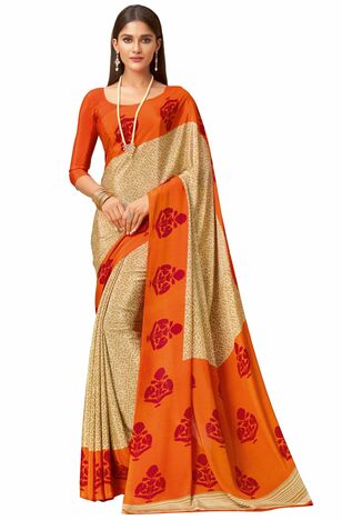 MGC Crepe Mulitcolor colour saree with blouse piece SP1004