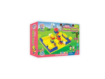 MGC Home Town Junior Colorful Interlocking Blocks For Kids Ages 3+ To Build Their Own Home Town- Multi Color