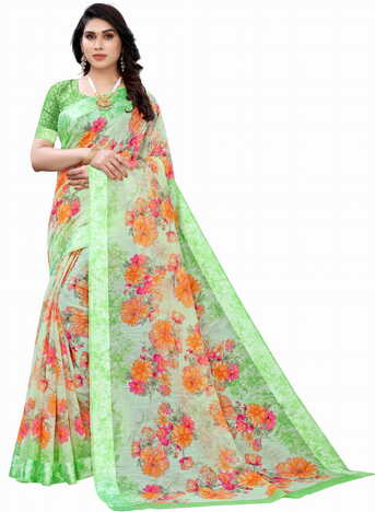 MGC Linen Multi Colour saree with blouse piece SP368