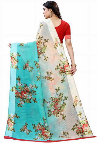 MGC Linen Multi Colour saree with blouse piece SP365