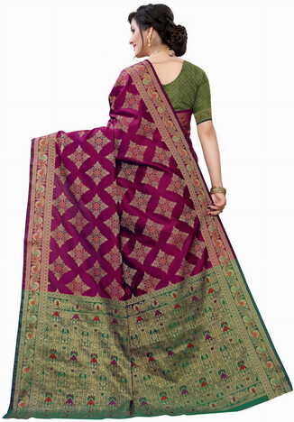 MGC Silk Maroon colour saree with blouse piece SP629