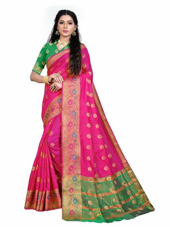 MGC Cotton Silk  Pink Colour Saree With Blouse Piece Sp469