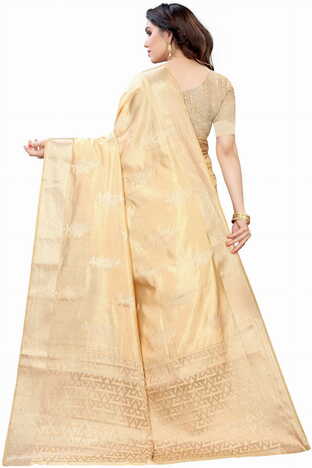 MGC Raw Silk Off White colour saree with blouse piece SP684