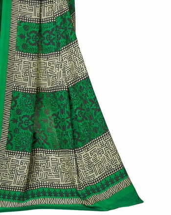 MGC Crepe Green colour saree with blouse piece SP1000