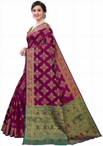 MGC Silk Maroon colour saree with blouse piece SP629