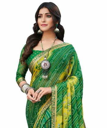 MGC Chiffon Multi Colour saree with blouse piece SP749