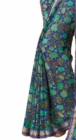 MGC Chiffon Blue colour saree with blouse piece SP936