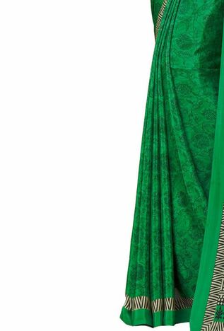 MGC Crepe Green colour saree with blouse piece SP1000