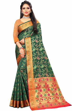 MGC Silk Green Color Saree SP93