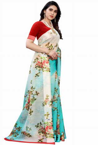 MGC Linen Multi Colour saree with blouse piece SP365