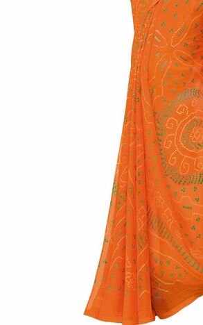 Chiffon Orange Color Saree With Blouse Piece by MGC