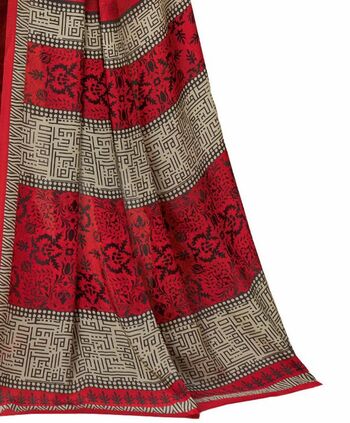 MGC Crepe Red colour saree with blouse piece SP1001