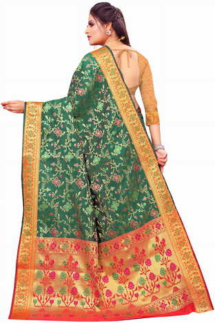 MGC Silk Green Color Saree SP93