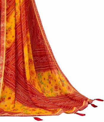 MGC Chiffon Multi Colour saree with blouse piece SP750