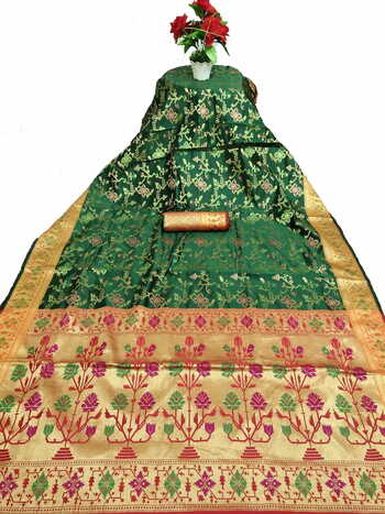 MGC Silk Green Color Saree SP93