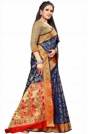 MGC Silk Blue Color Saree SP92