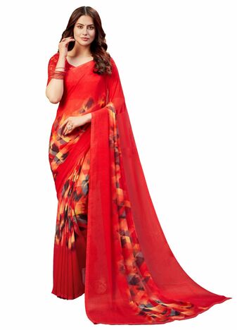 MGC Georgette Multi Colour saree with blouse piece SP311