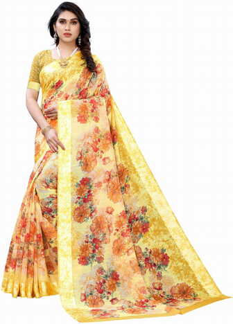 MGC Linen Multi Colour saree with blouse piece SP367