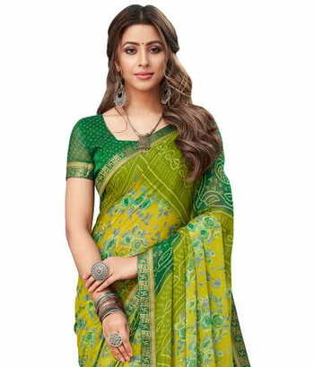 MGC Chiffon Multi Colour saree with blouse piece SP752