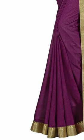 Vichitra Purple Color Saree With Blouse Piece by MGC
