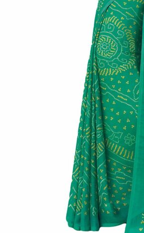 Chiffon Green Color Saree With Blouse Piece by MGC