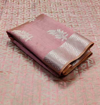 MGC Raw Silk Peach colour saree with blouse piece SP685