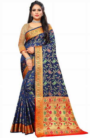 MGC Silk Blue Color Saree SP92