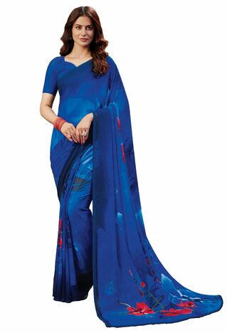 MGC Georgette Blue Colour saree with blouse piece SP310