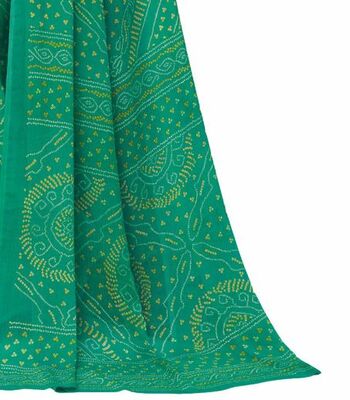 Chiffon Green Color Saree With Blouse Piece by MGC