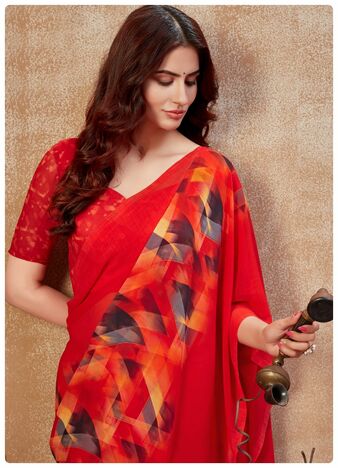 MGC Georgette Multi Colour saree with blouse piece SP311