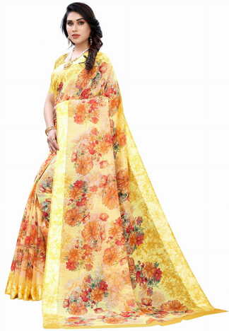 MGC Linen Multi Colour saree with blouse piece SP367