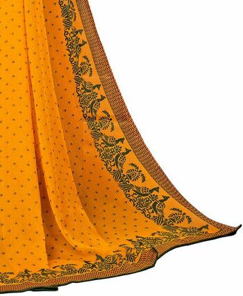 MGC Chiffon Yellow colour saree with blouse piece SP890